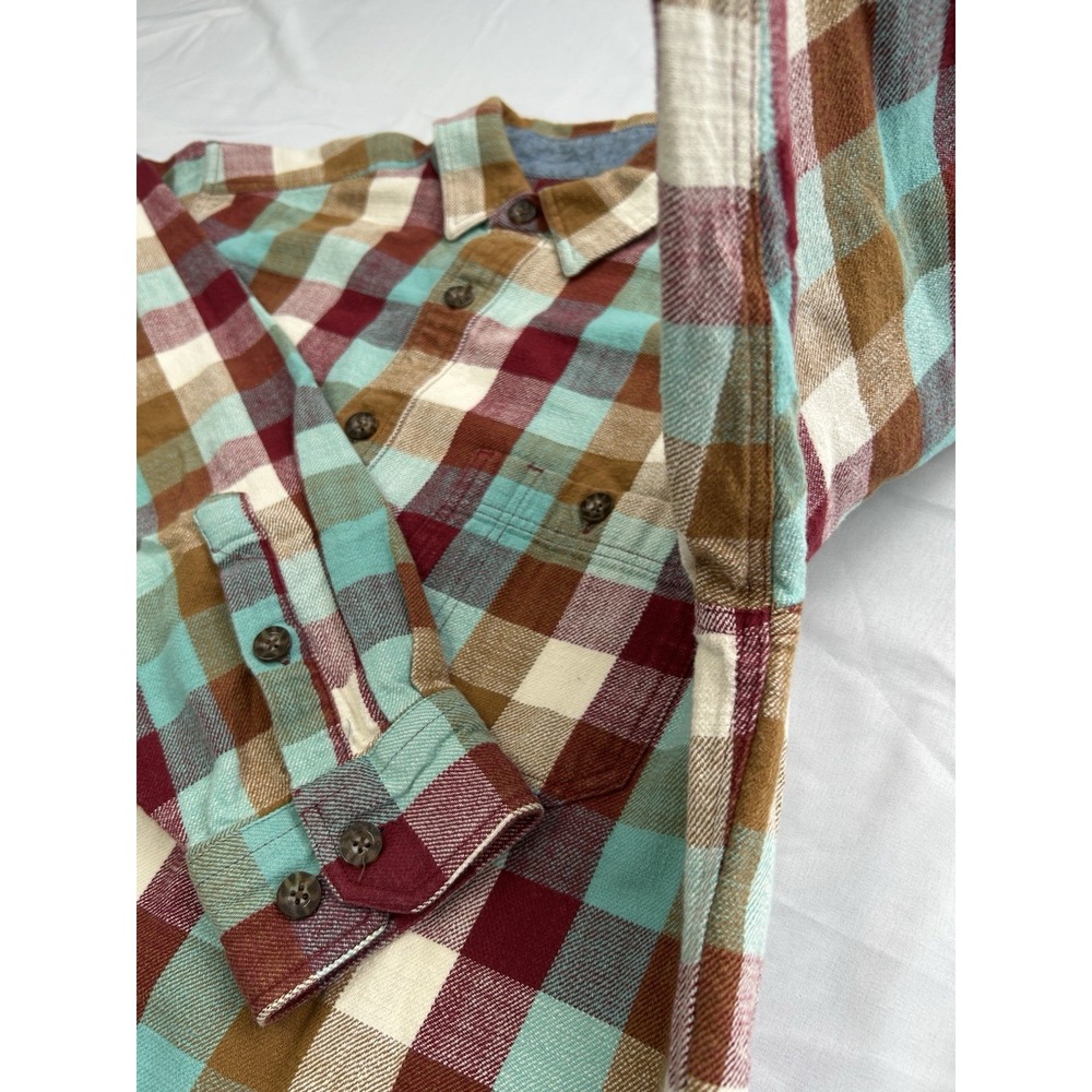 Woolrich Mens Large Plaid Flannel Button Down Shirt Multi Color Cotton 2 - Picture 7 of 11